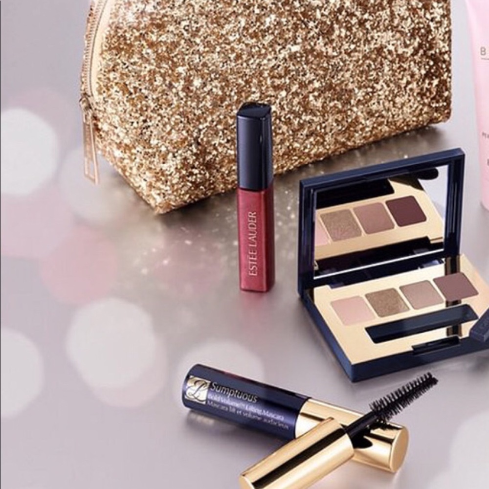 ESTE LAUDER GLAM-GLITTER BAG & ESSENTIALS